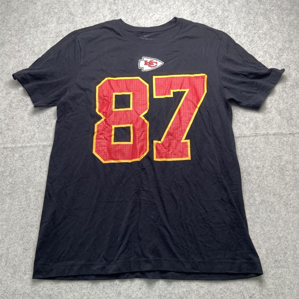 Kansas City Chiefs Shirt Mens Medium Black NFL Football Travis Kelce 87 Nike